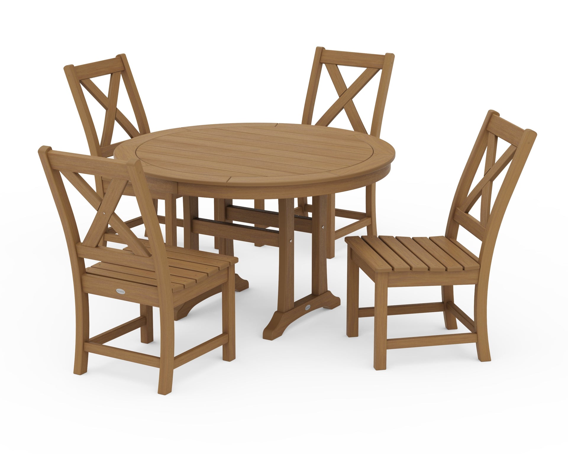 Braxton Side Chair 5-Piece Round Dining Set With Trestle Legs