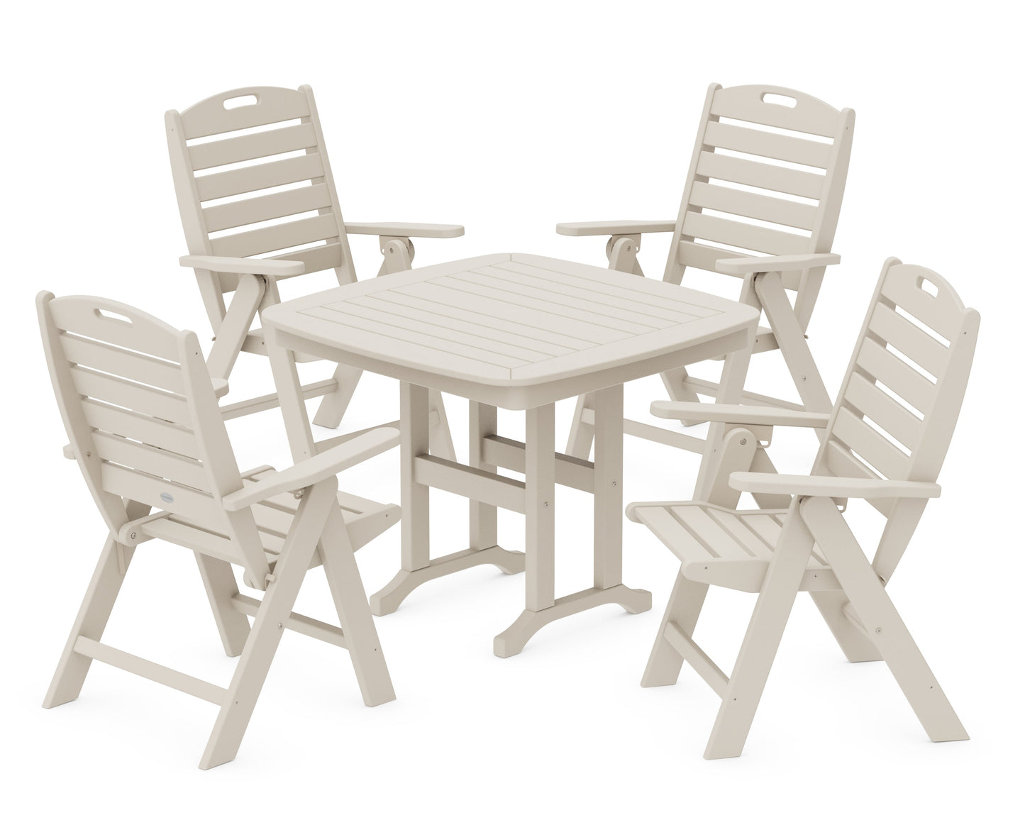 Nautical Folding Highback Chair 5-Piece Dining Set
