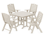 Nautical Folding Highback Chair 5-Piece Dining Set