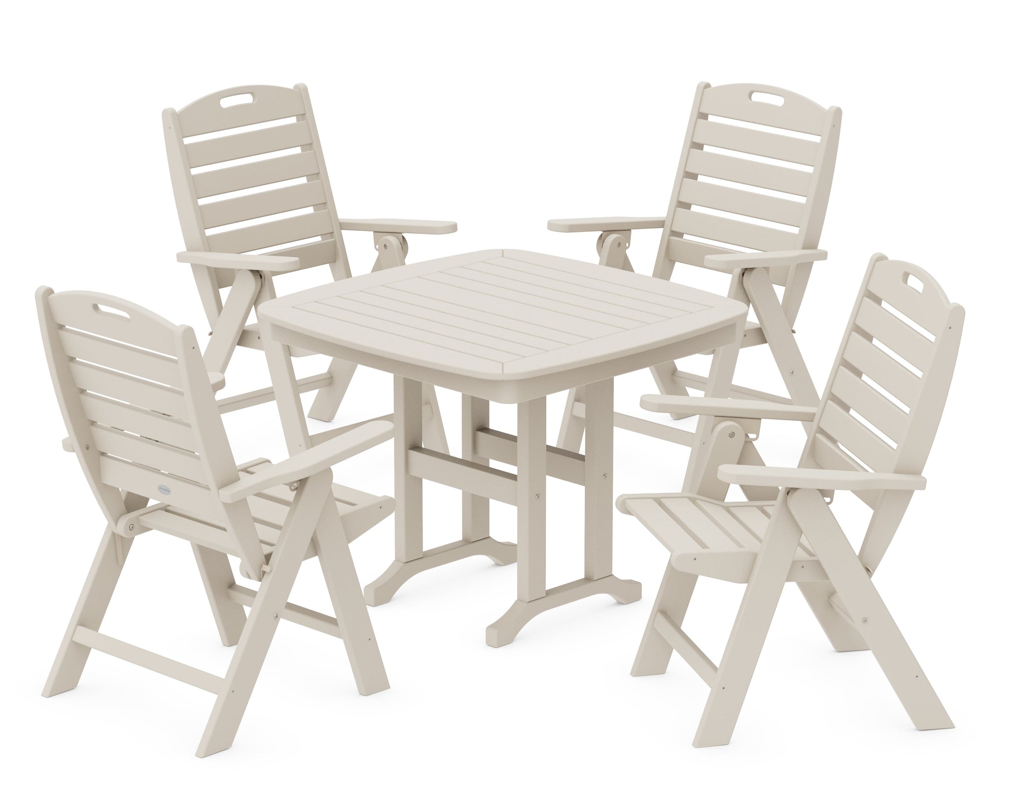 Nautical Folding Highback Chair 5-Piece Dining Set