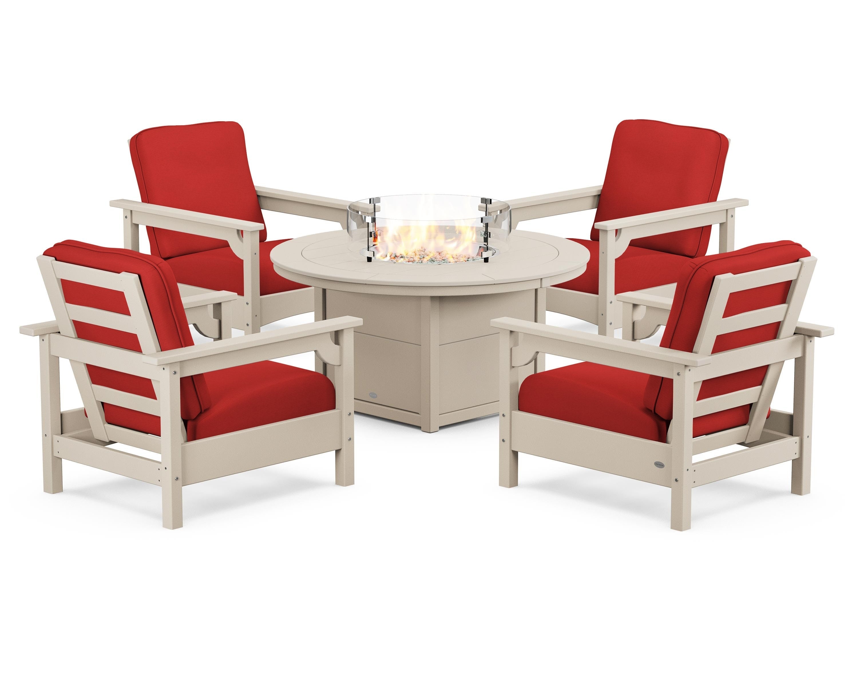 Club 5-Piece Conversation Set with Fire Pit Table