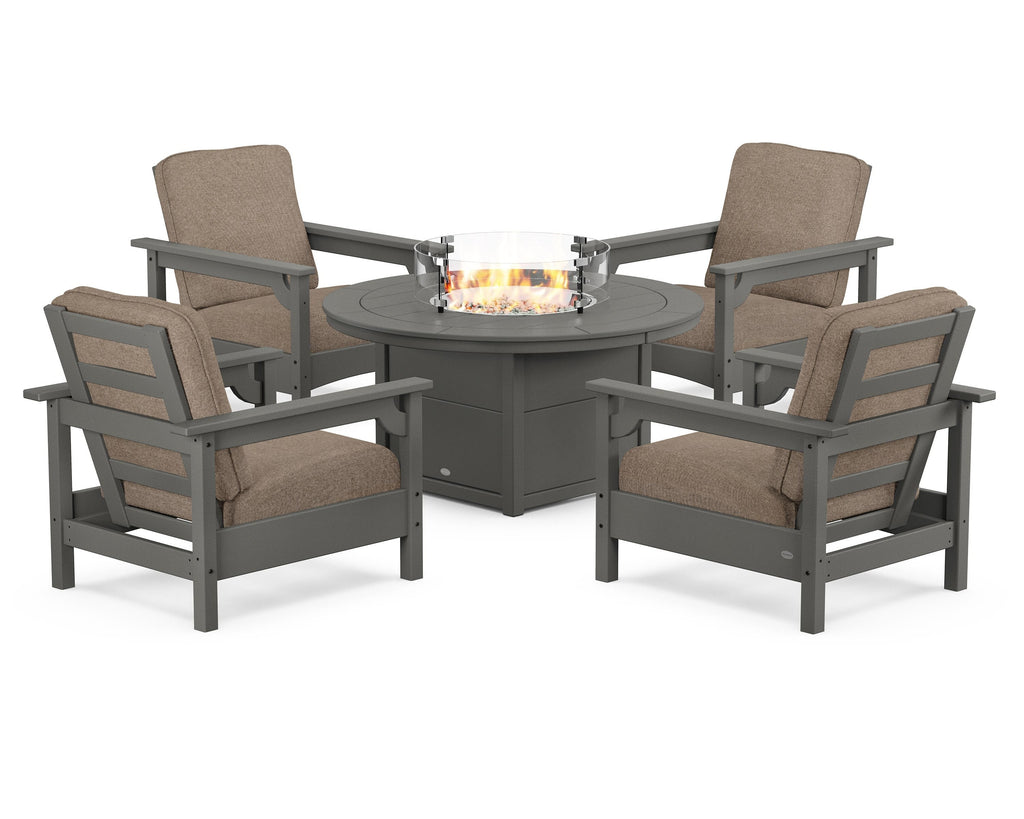 Club 5-Piece Conversation Set with Fire Pit Table