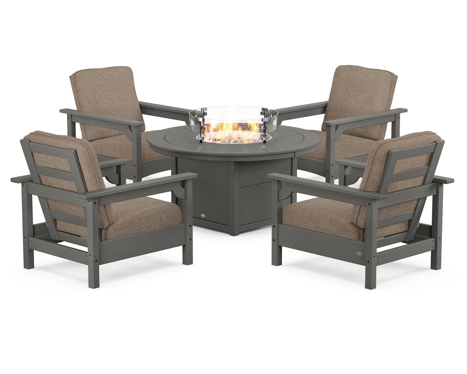 Club 5-Piece Conversation Set with Fire Pit Table