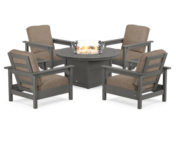 Club 5-Piece Conversation Set with Fire Pit Table