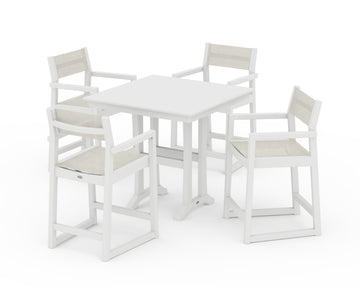 EDGE Sling Arm Chair 5-Piece Farmhouse Counter Set with Trestle Legs
