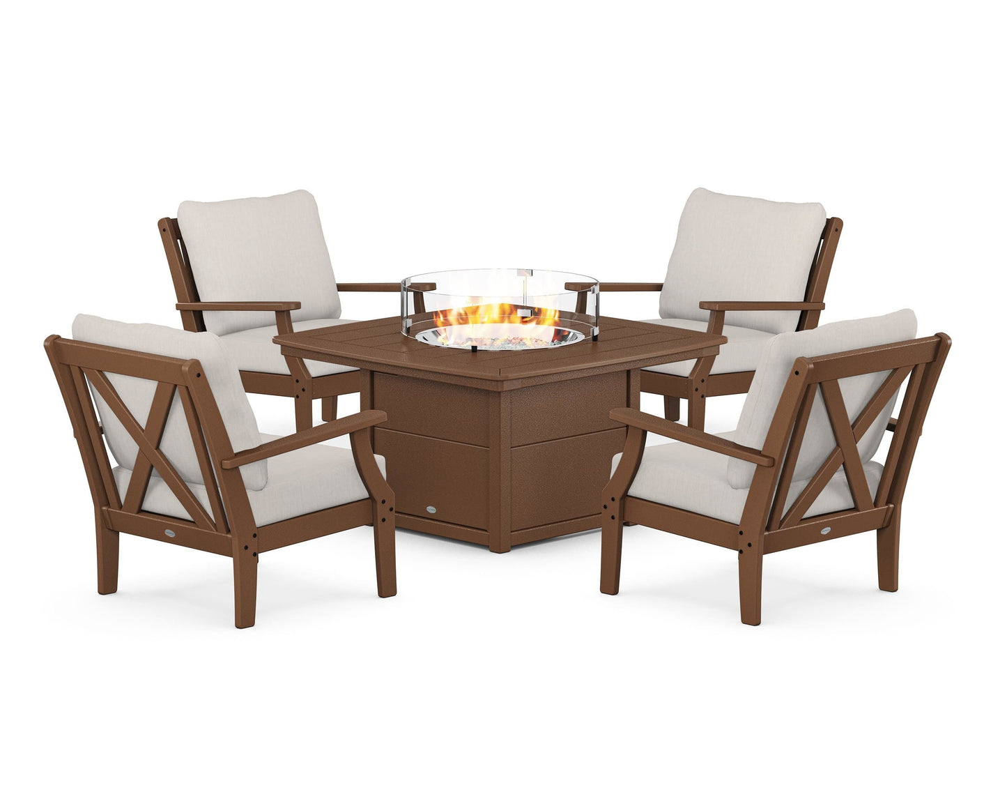 Braxton 5-Piece Deep Seating Conversation Set with Fire Pit Table