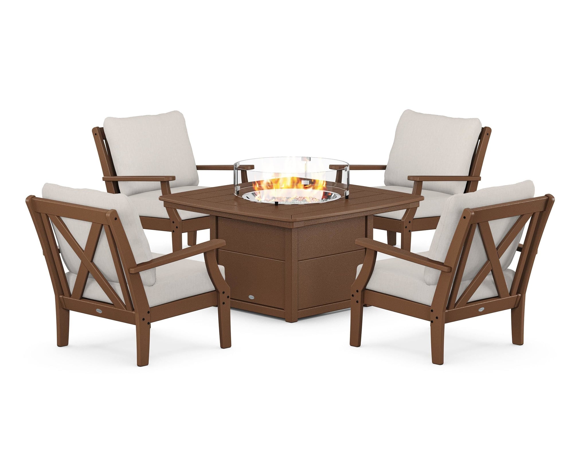 Braxton 5-Piece Deep Seating Conversation Set with Fire Pit Table