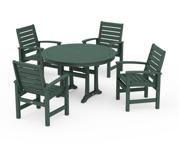Signature 5-Piece Round Dining Set with Trestle Legs