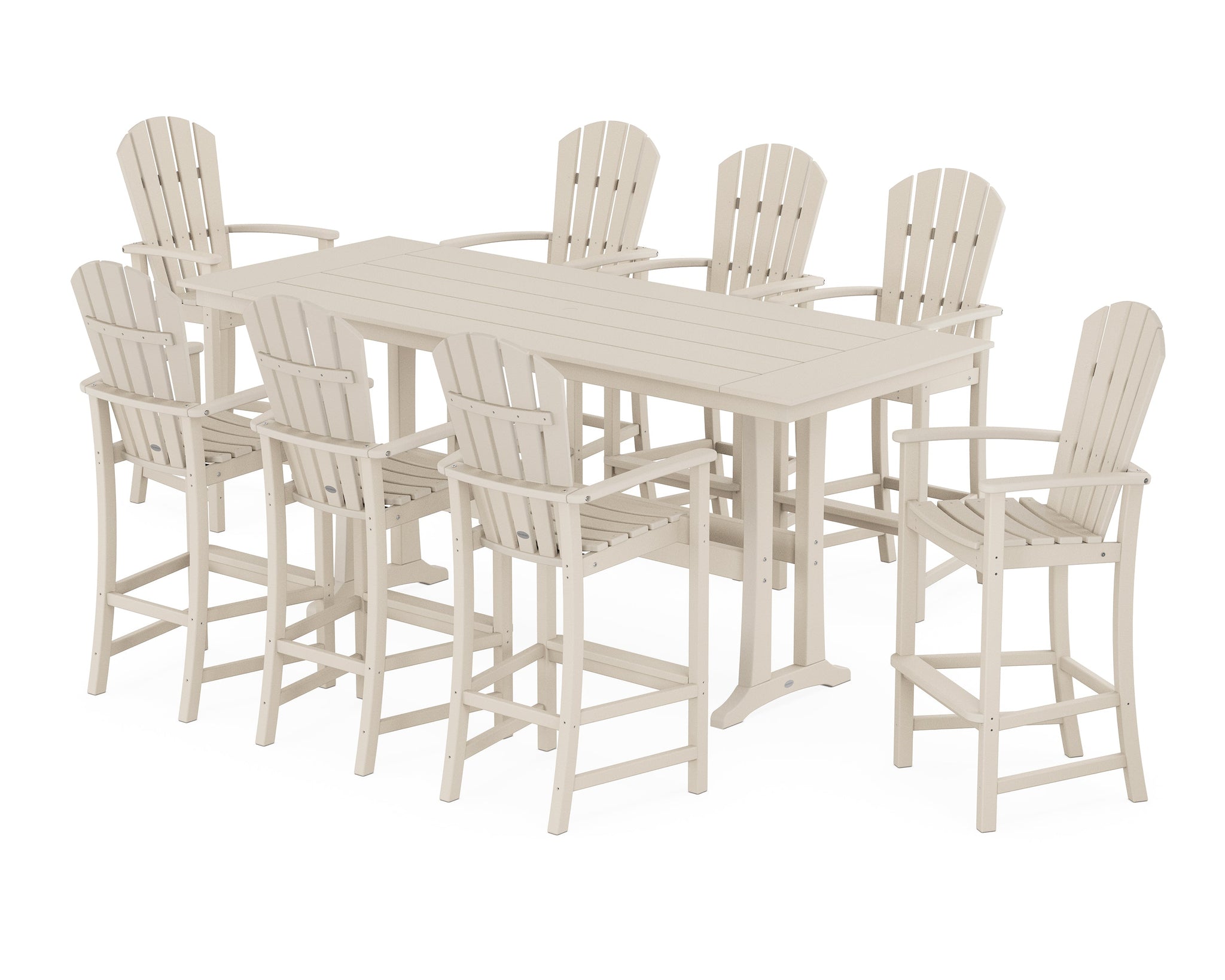 Palm Coast 9-Piece Farmhouse Bar Set with Trestle Legs