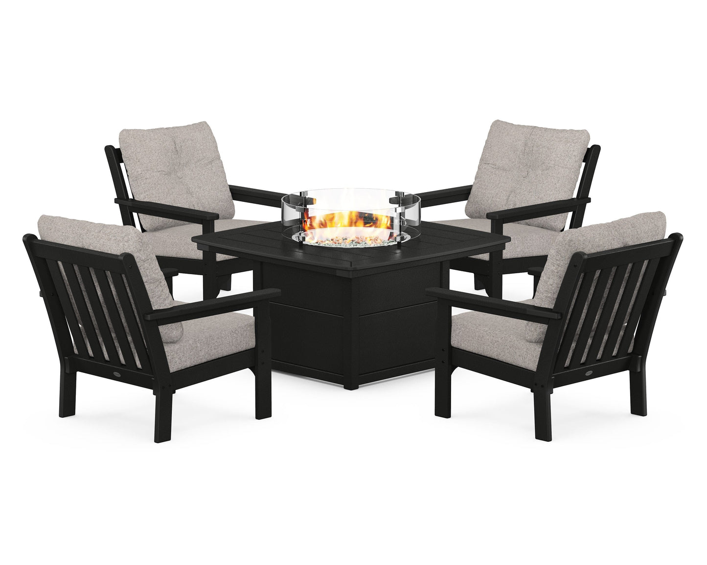 Vineyard 5-Piece Conversation Set with Fire Pit Table