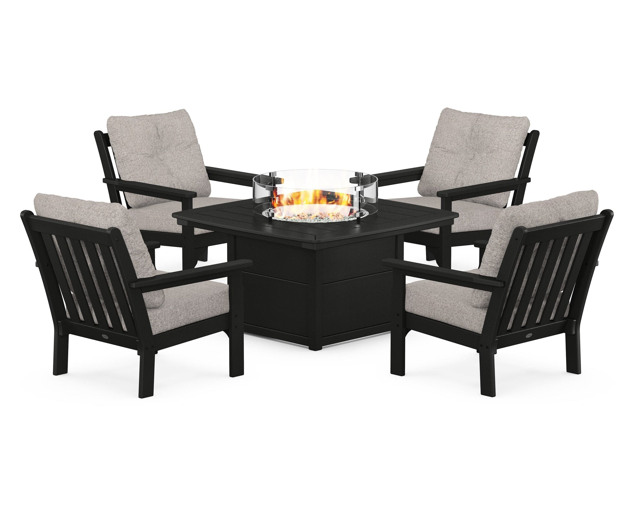 Vineyard 5-Piece Conversation Set with Fire Pit Table