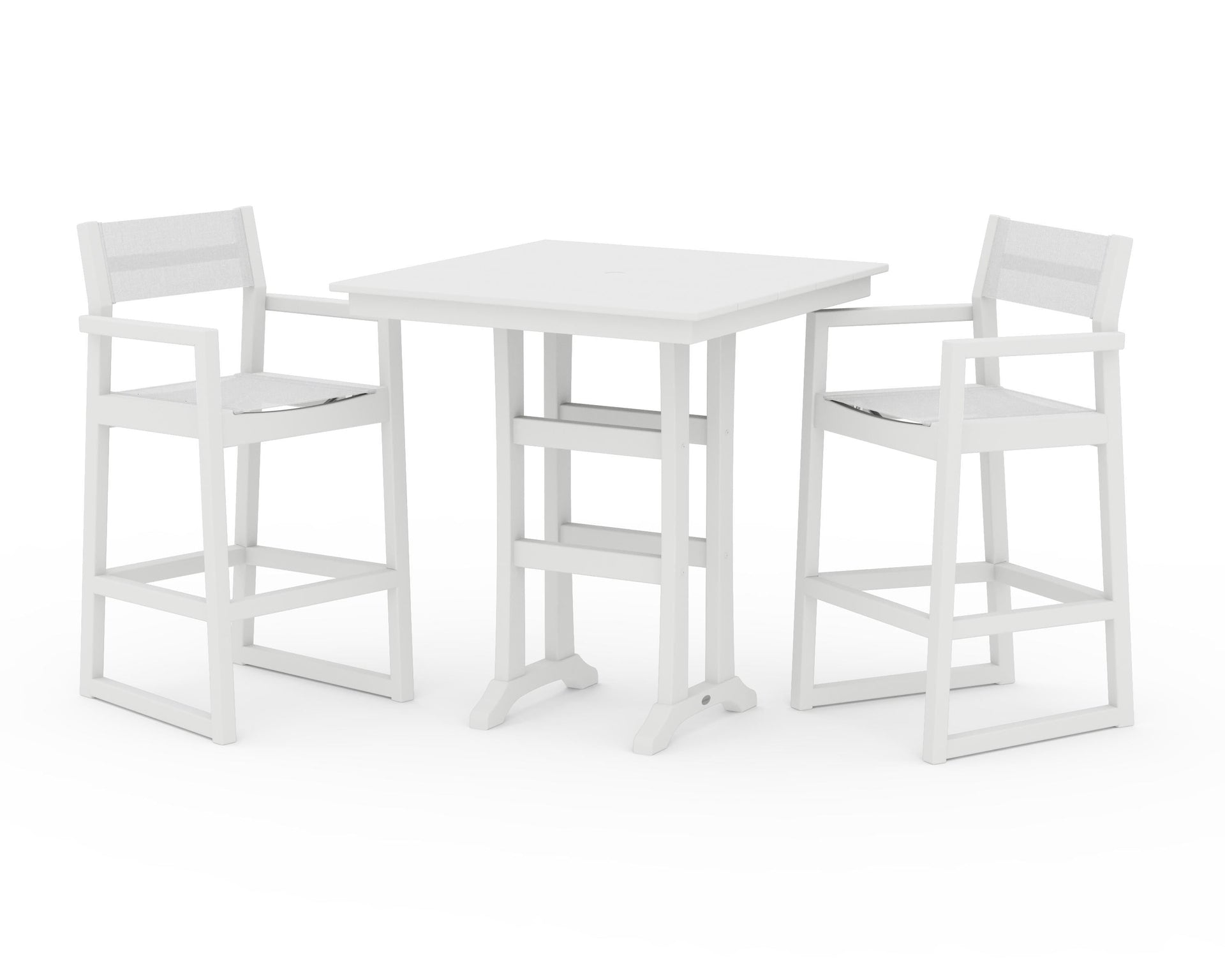 EDGE Sling Arm Chair 3-Piece Farmhouse Bar Set with Trestle Legs