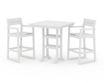 EDGE Sling Arm Chair 3-Piece Farmhouse Bar Set with Trestle Legs