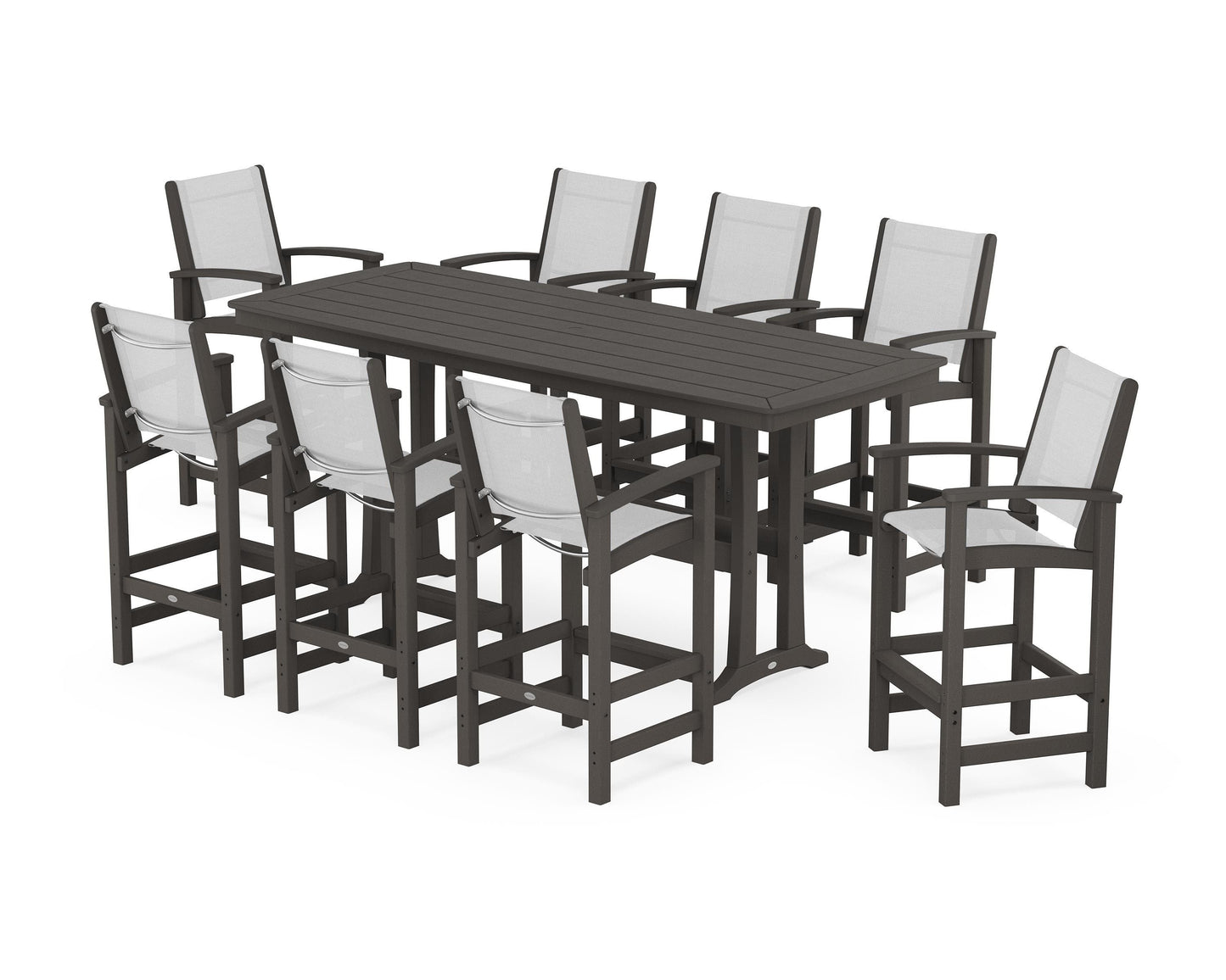 Coastal 9-Piece Bar Set with Trestle Legs