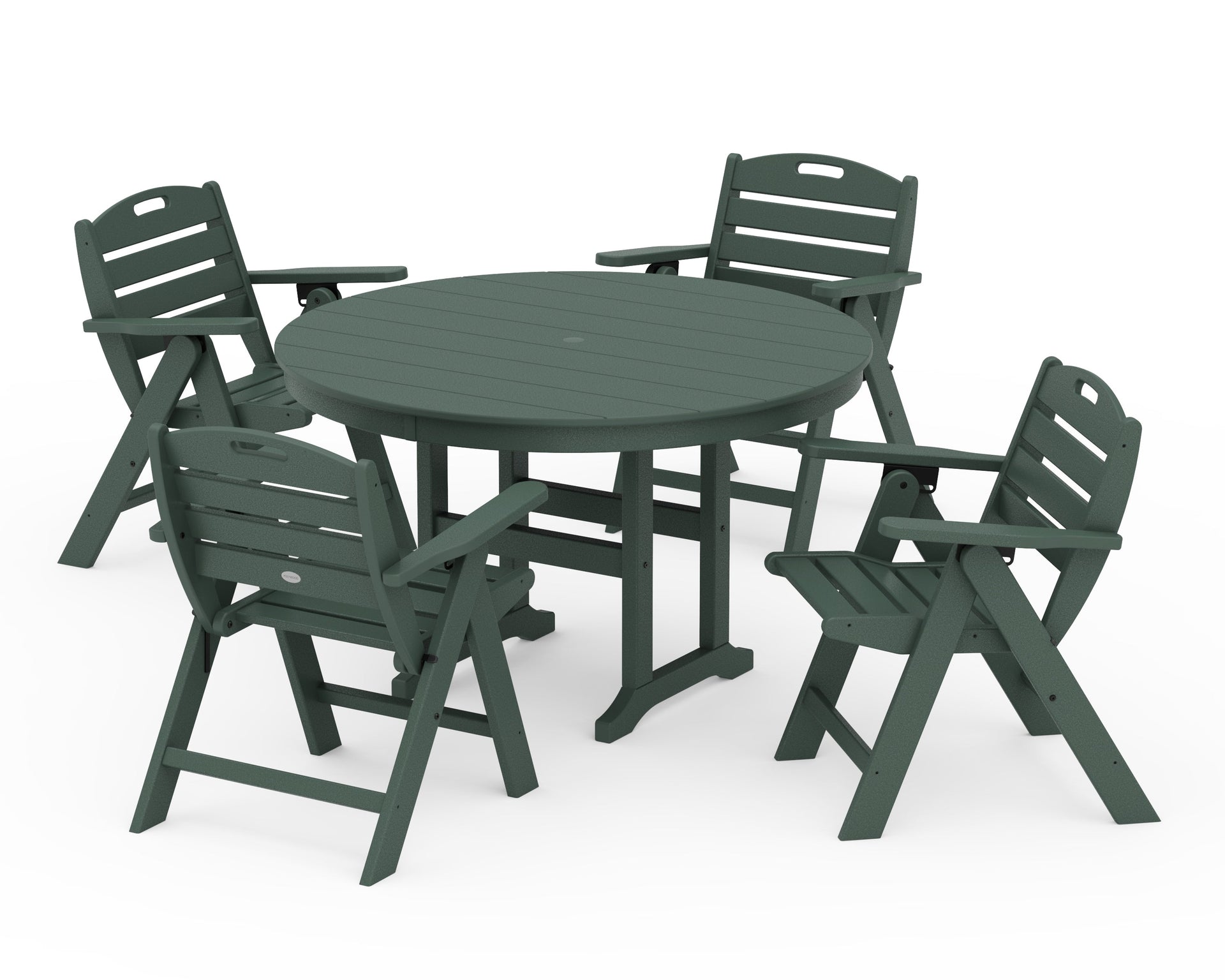 Nautical Folding Lowback Chair 5-Piece Round Farmhouse Dining Set