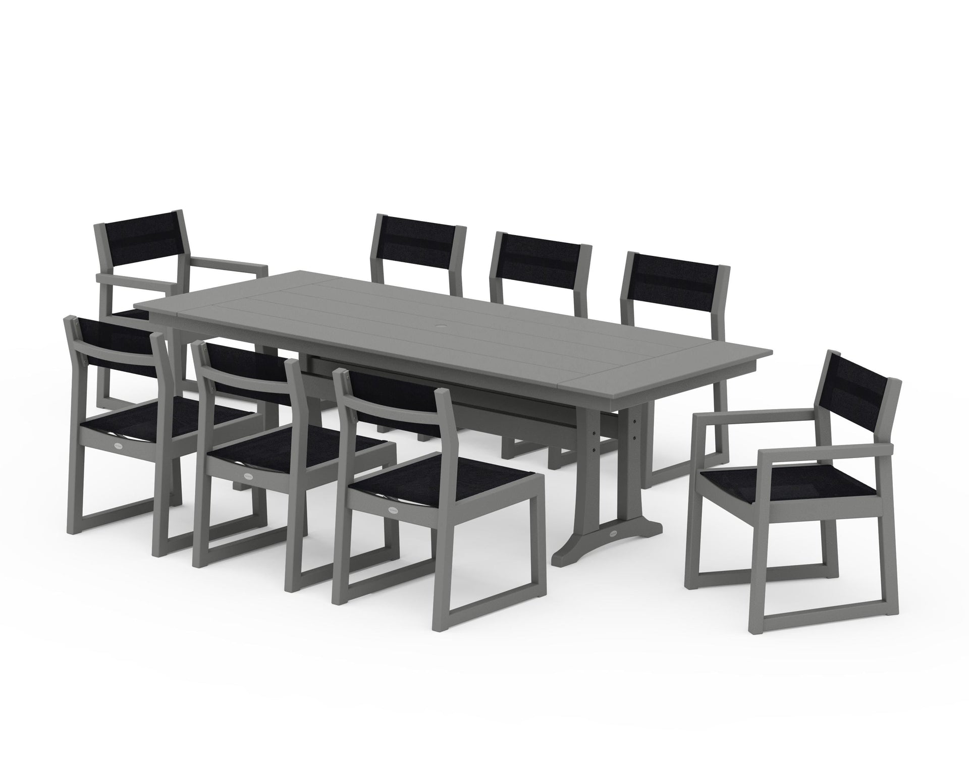 EDGE Sling 9-Piece Farmhouse Trestle Dining Set