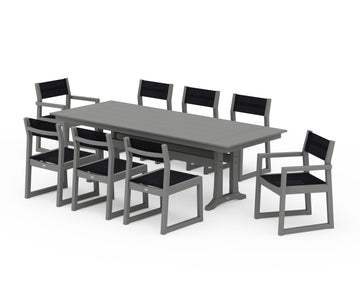 EDGE Sling 9-Piece Farmhouse Trestle Dining Set