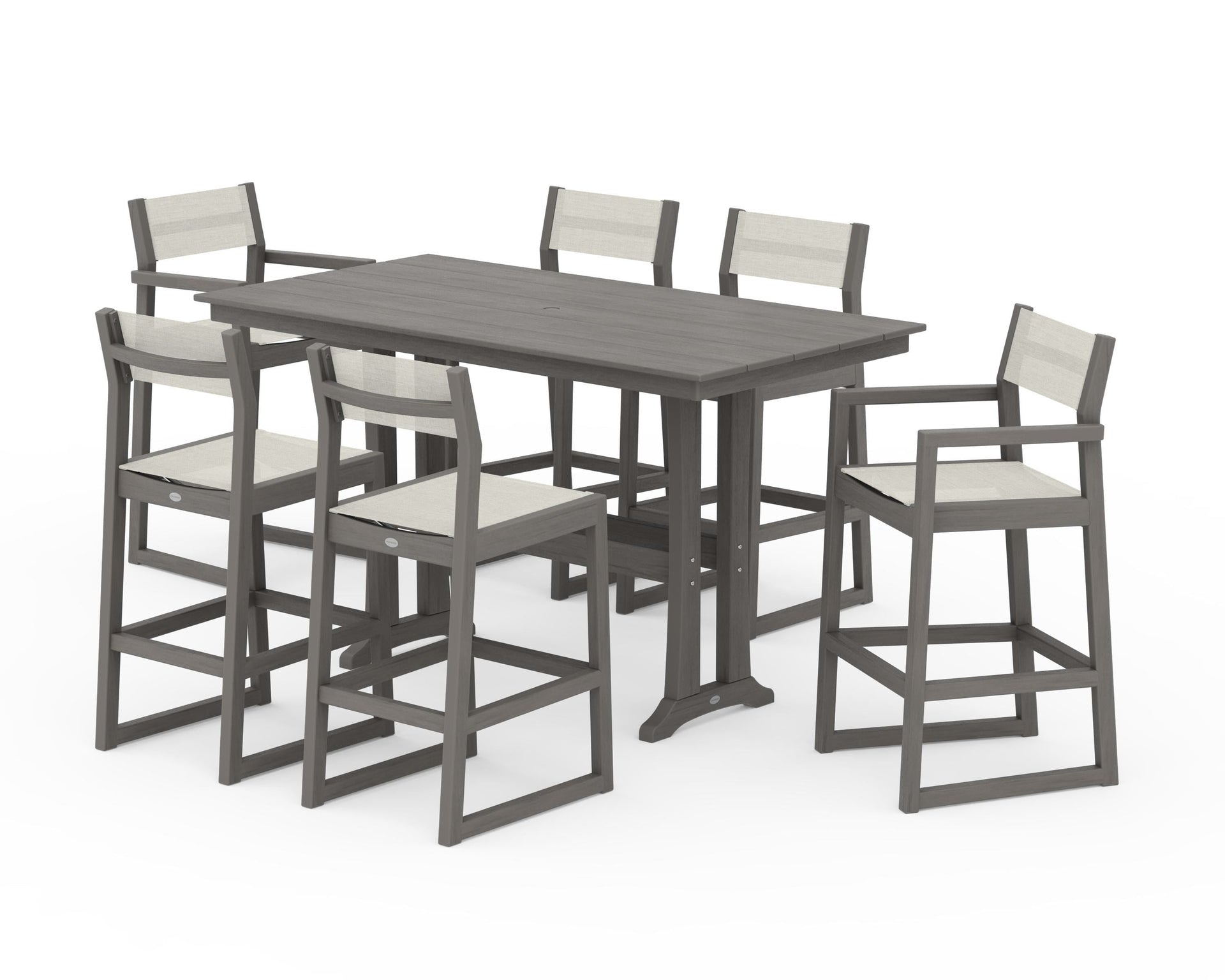 EDGE Sling 7-Piece Farmhouse Bar Set with Trestle Legs