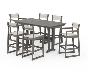 EDGE Sling 7-Piece Farmhouse Bar Set with Trestle Legs