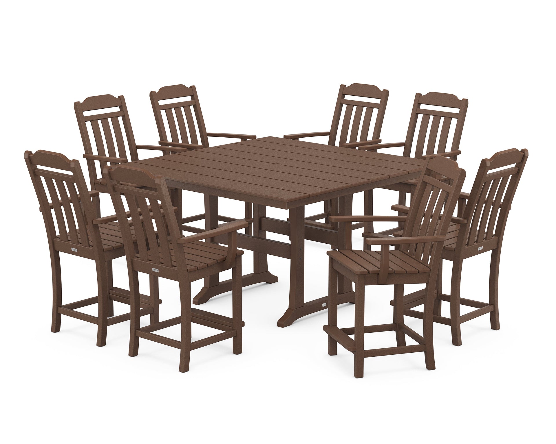 Cottage 9-Piece Square Farmhouse Counter Set with Trestle Legs