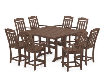Cottage 9-Piece Square Farmhouse Counter Set with Trestle Legs