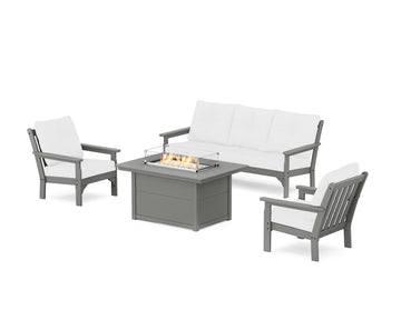 Vineyard Deep Seating Fire Pit Table Set