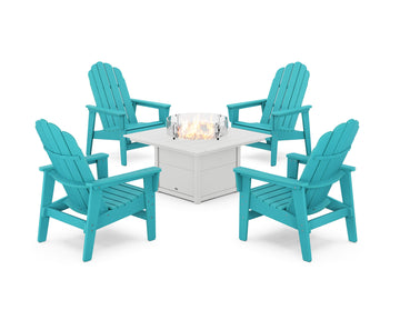 5-Piece Vineyard Grand Upright Adirondack Conversation Set with Fire Pit Table