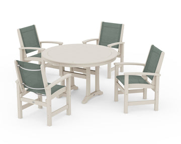 Coastal 5-Piece Round Dining Set with Trestle Legs