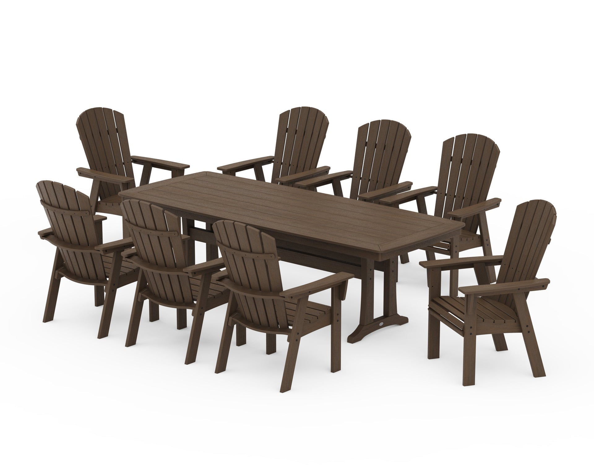 Nautical Curveback Adirondack 9-Piece Dining Set with Trestle Legs