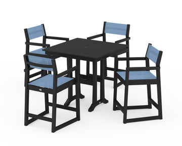 EDGE Sling Arm Chair 5-Piece Farmhouse Counter Set with Trestle Legs