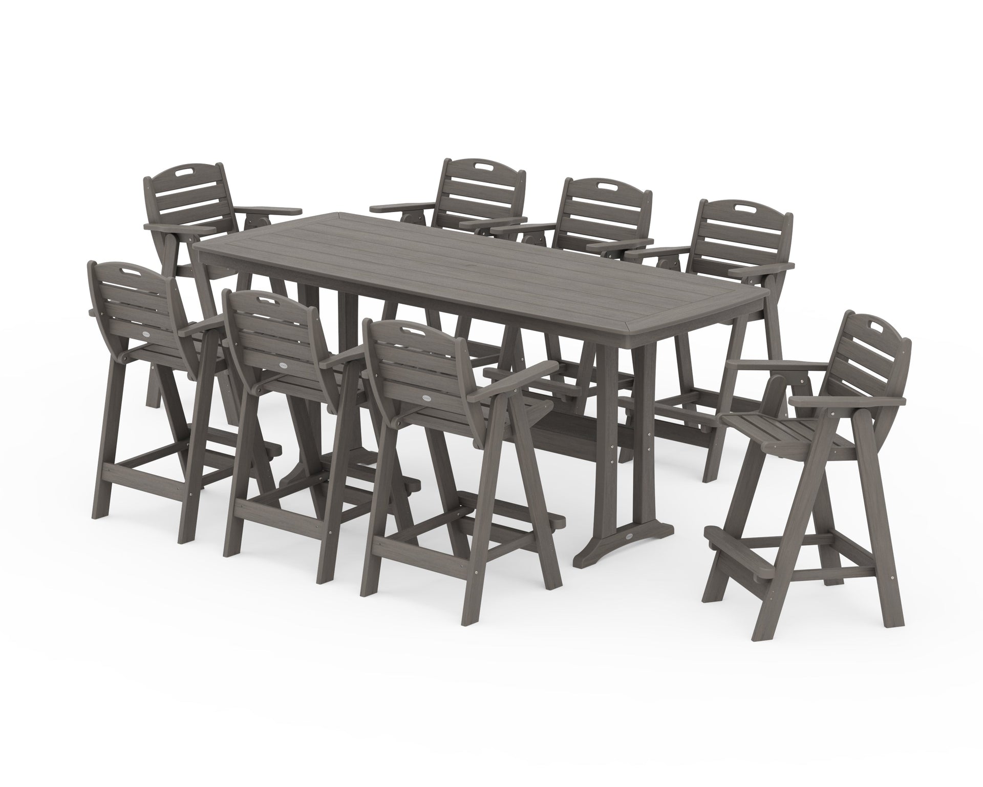 Nautical 9-Piece Bar Set with Trestle Legs