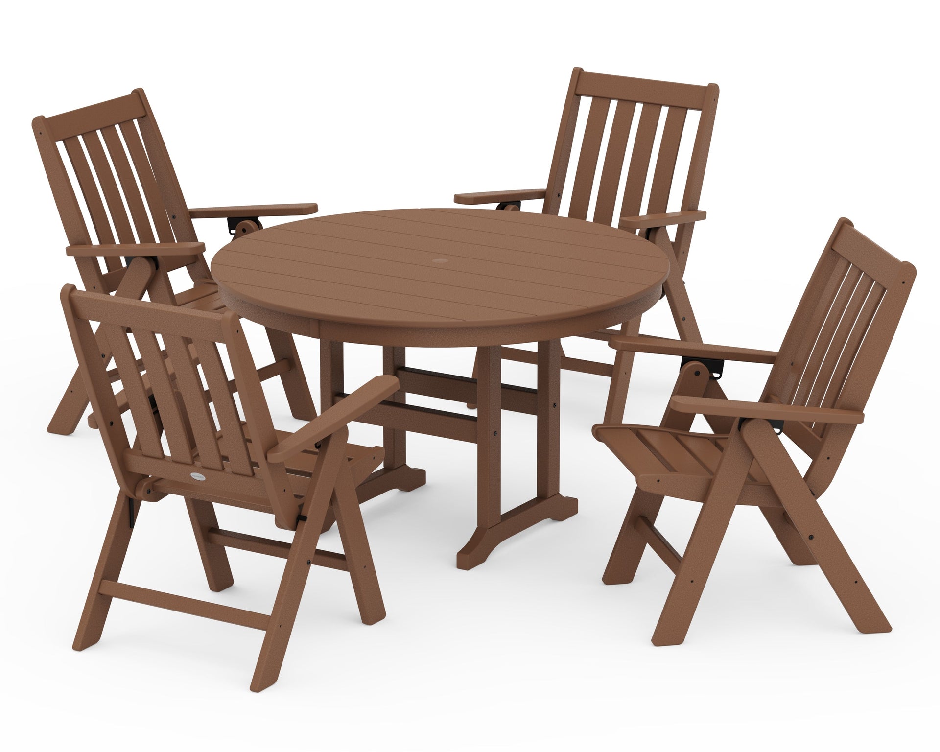 Vineyard Folding Chair 5-Piece Round Farmhouse Dining Set