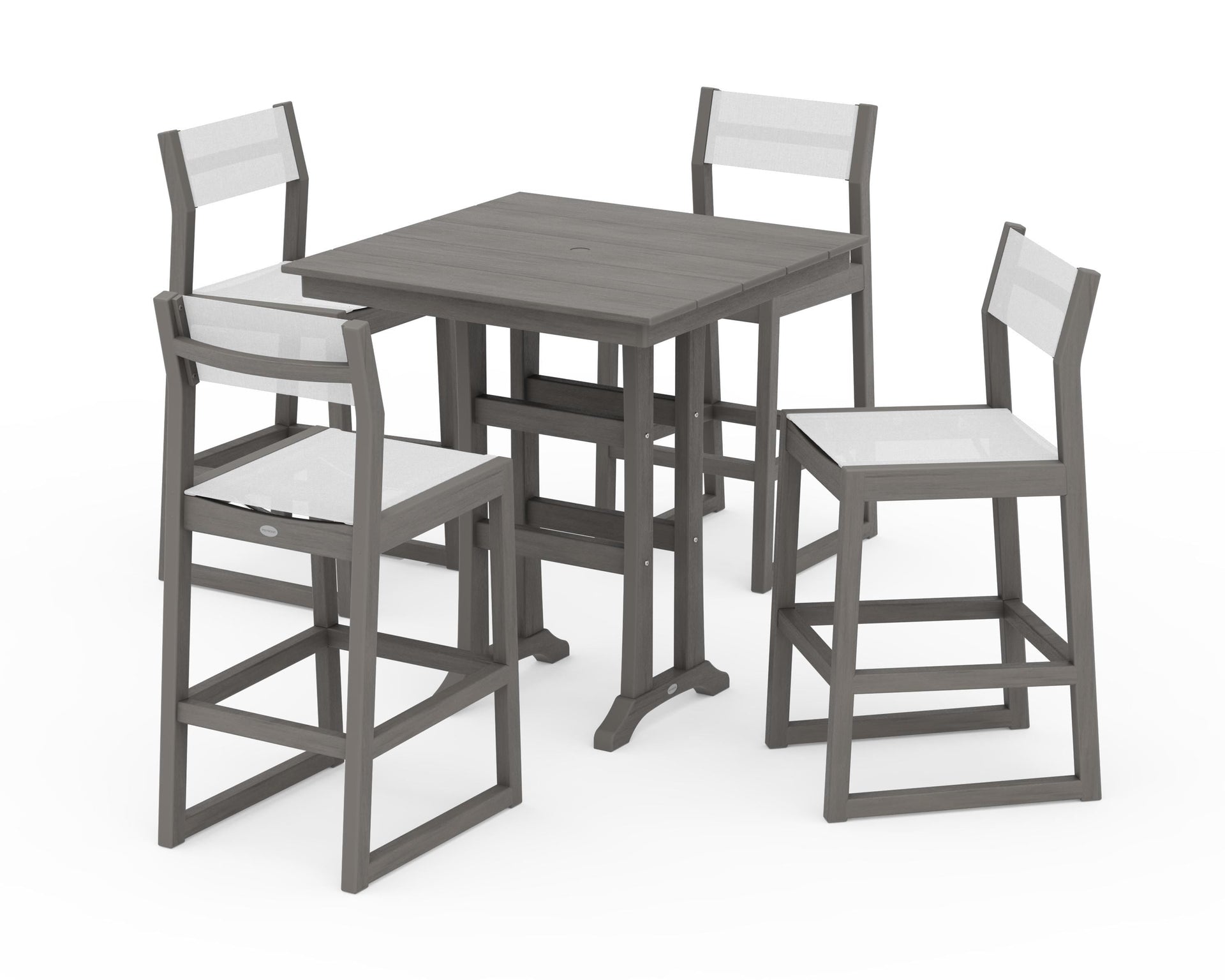 EDGE Sling Arm Chair 5-Piece Farmhouse Bar Set with Trestle Legs
