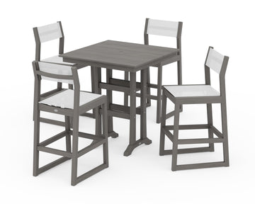 EDGE Sling Arm Chair 5-Piece Farmhouse Bar Set with Trestle Legs
