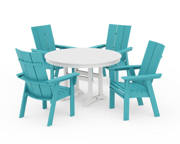 Modern Curveback Adirondack 5-Piece Nautical Trestle Dining Set