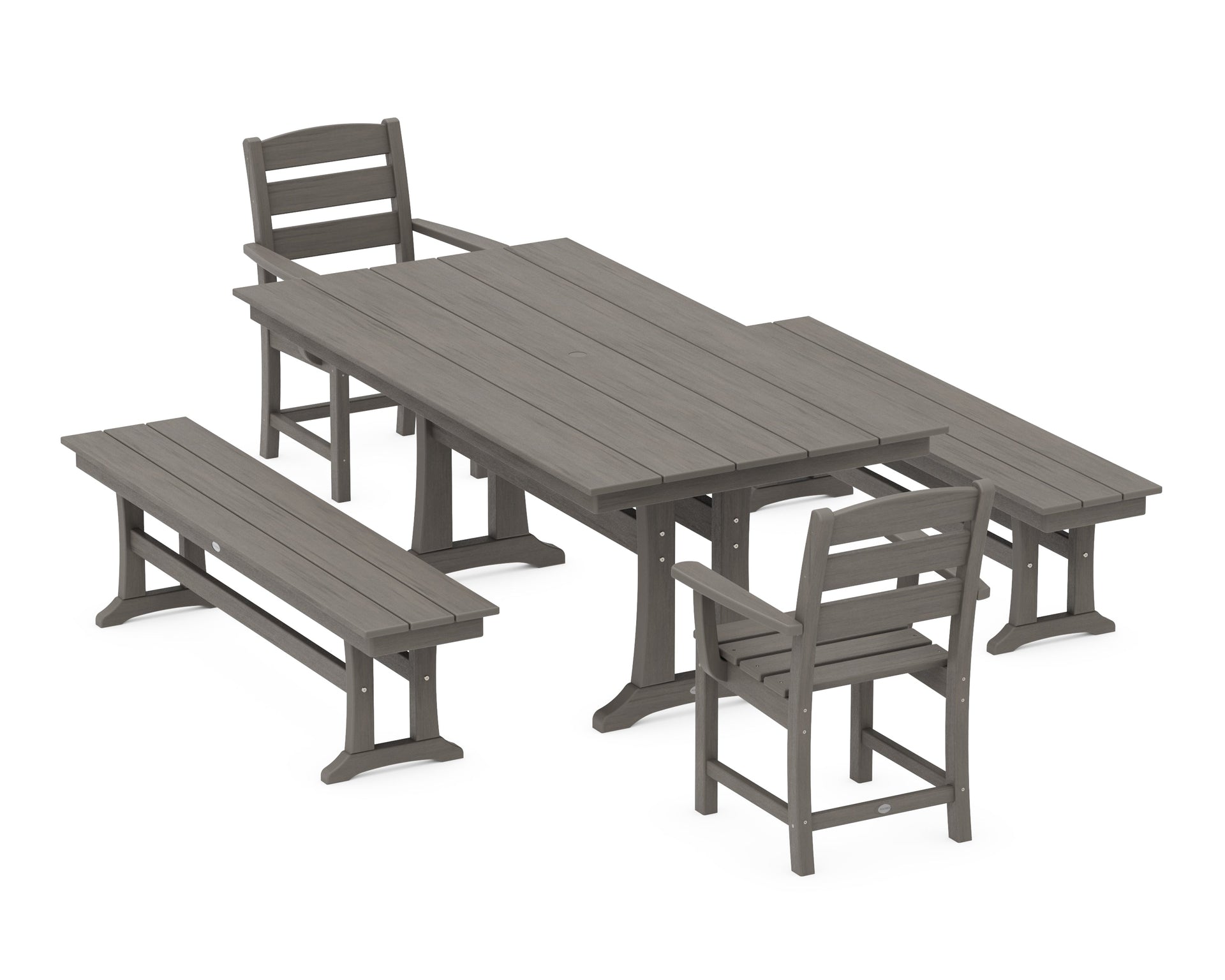 Lakeside 5-Piece Farmhouse Dining Set With Trestle Legs