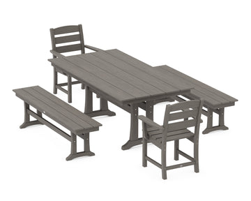 Lakeside 5-Piece Farmhouse Dining Set With Trestle Legs