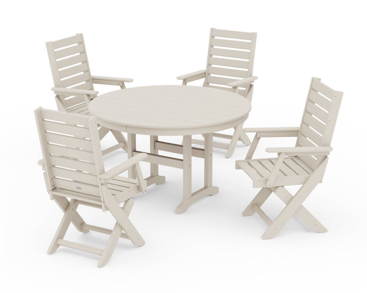 Captain Folding Chair 5-Piece Round Dining Set