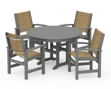 Coastal 5-Piece Round Farmhouse Dining Set