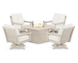 Vineyard 5-Piece Deep Seating Swivel Conversation Set with Fire Pit Table