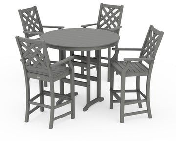 Wovendale 5-Piece Round Farmhouse Bar Set