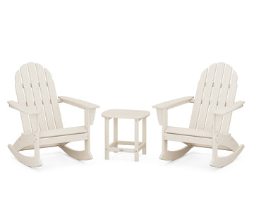 Vineyard 3-Piece Adirondack Rocking Chair Set with South Beach 18" Side Table