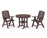 Nautical Folding Highback Chair 3-Piece Round Dining Set