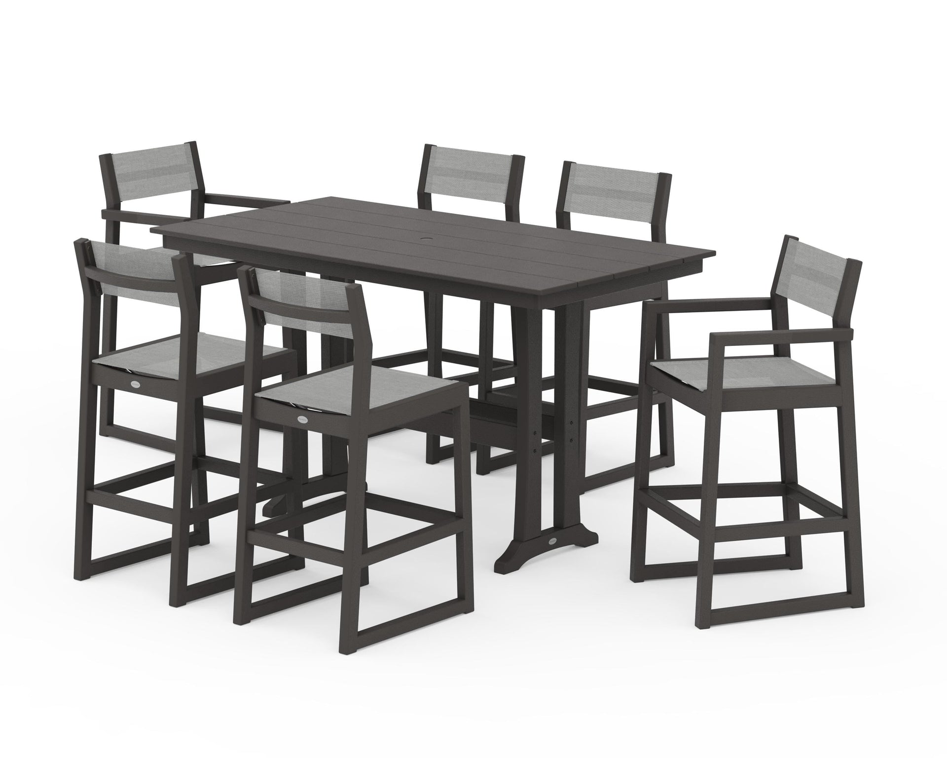 EDGE Sling 7-Piece Farmhouse Bar Set with Trestle Legs