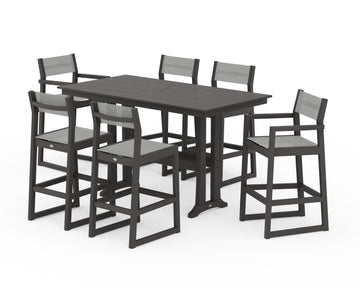 EDGE Sling 7-Piece Farmhouse Bar Set with Trestle Legs