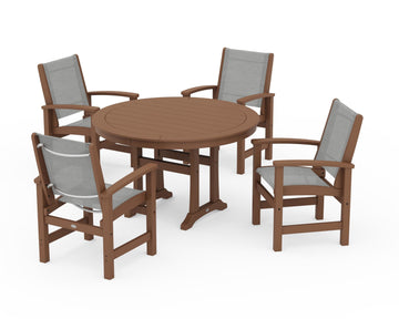 Coastal 5-Piece Round Dining Set with Trestle Legs