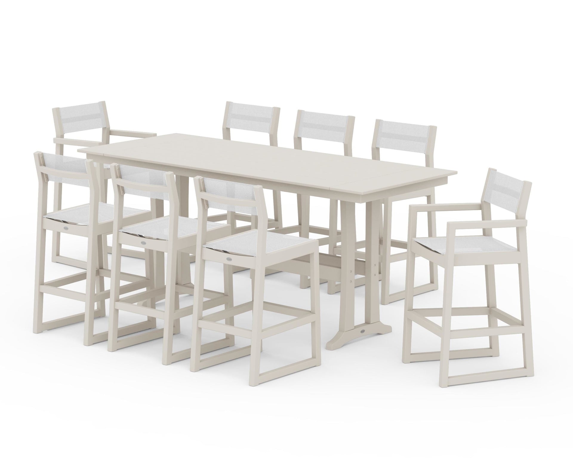 EDGE Sling 9-Piece Farmhouse Bar Set with Trestle Legs
