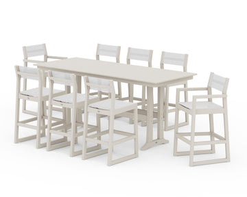 EDGE Sling 9-Piece Farmhouse Bar Set with Trestle Legs