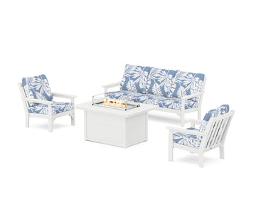 Vineyard Deep Seating Fire Pit Table Set