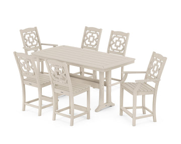 Chinoiserie 7-Piece Counter Set with Trestle Legs